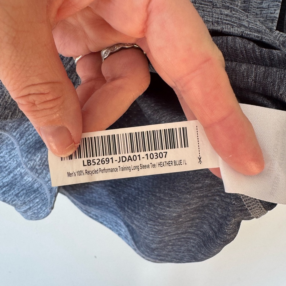 Quince Mesh Performance Training Long Sleeve Tee Heather Blue L - Picture 8 of 8